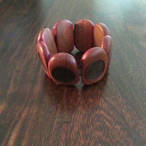 Purple Wood Bracelet  Slips on Stretchy